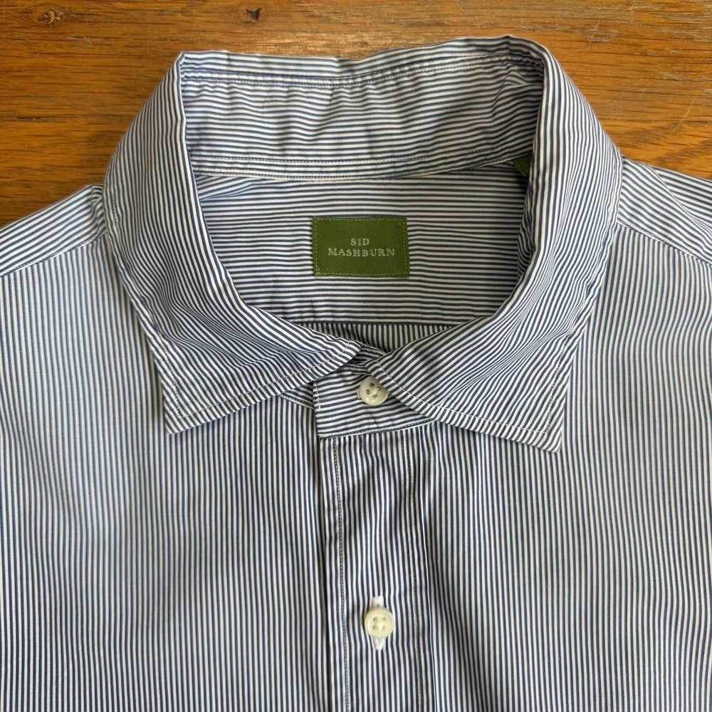 Sid Mashburn Shirt Men's Large Long Sleeve Button Down Pocket Blue Striped